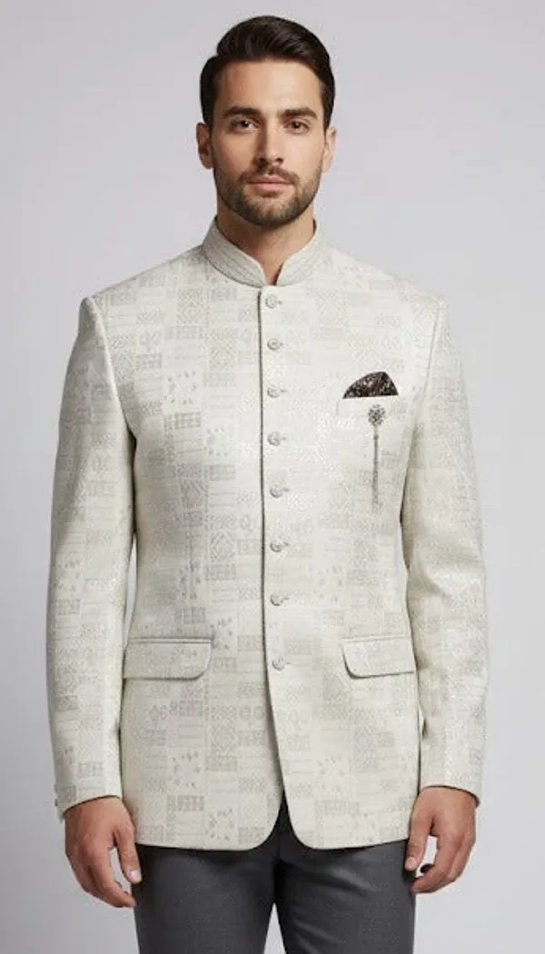 Premium_Cream_Jacquard_Bandhgala_Jacket_For_Men