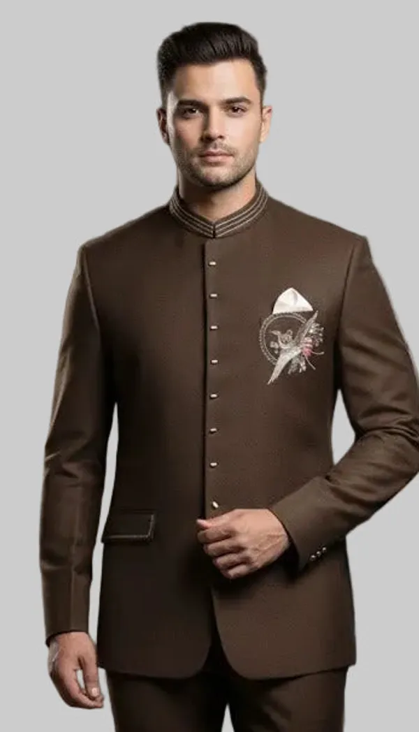 Premium_Brown_Bandhgala_Jacket_With_Designer_Brooch