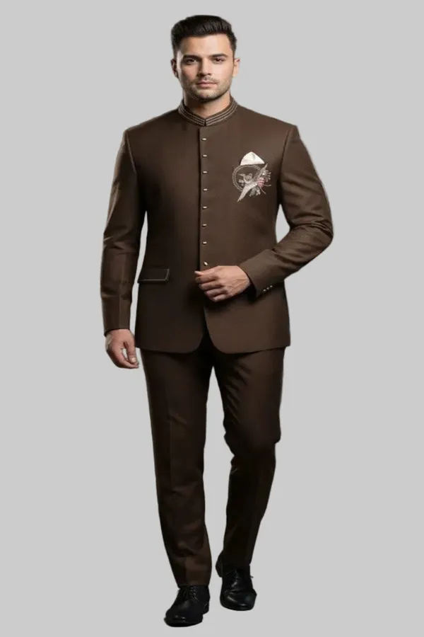 Premium_Brown_Bandhgala_Jacket_With_Designer_Brooch