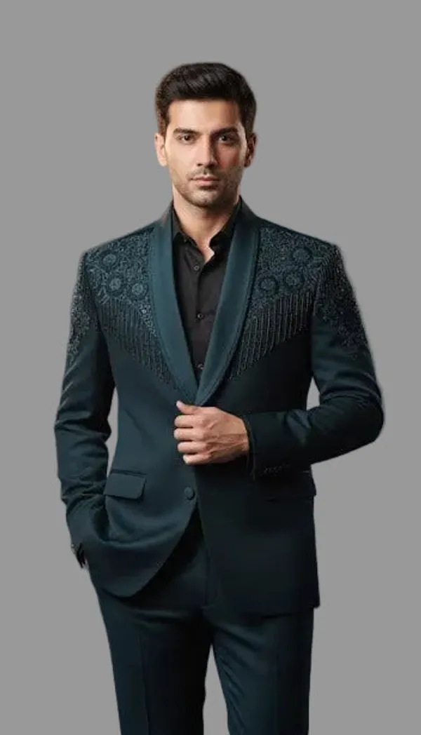Premium_Teal_Embroidered_Tuxedo_Blazer_For_Men