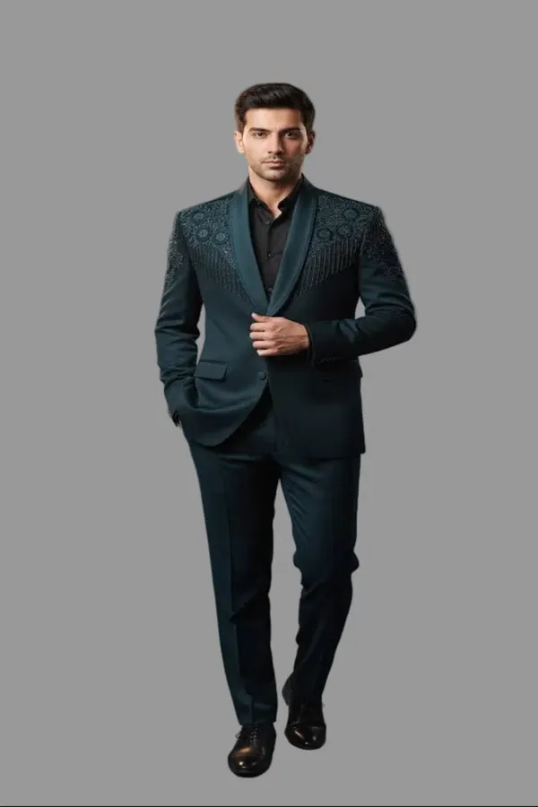 Premium_Teal_Embroidered_Tuxedo_Blazer_For_Men