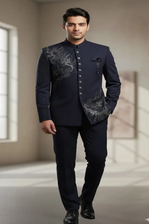 Exclusive_Navy_Partywear_Bandhgala_Jacket_With_Artistic_Embroidery