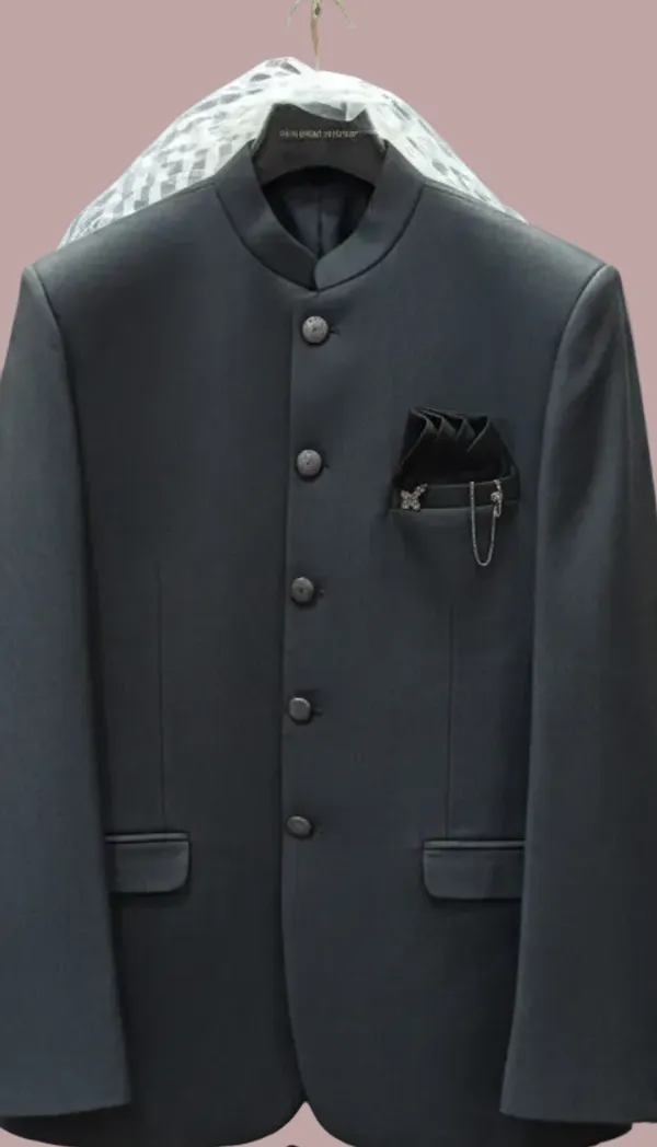Premium_Charcoal_Bandhgala_Blazer_With_Pocket_Chain_Detailing