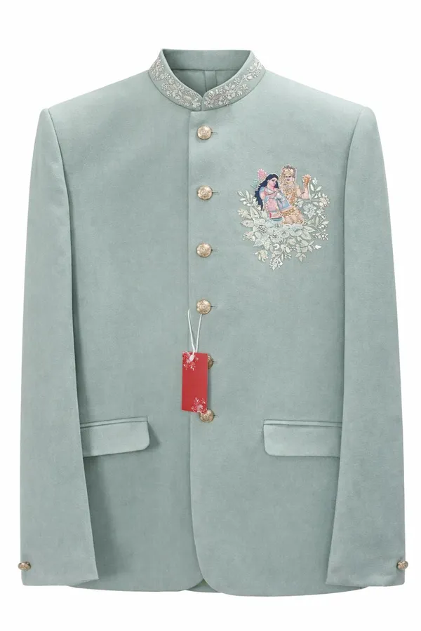 Men_S_Mint_Green_Jacquard_Western_Jodhpuri_Suit