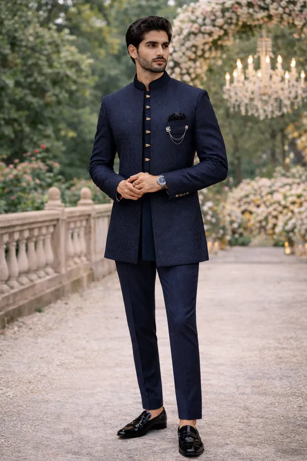 Men_S_Navy_Blue_Jacquard_Self_Patterned_Indo_Western_Sherwani
