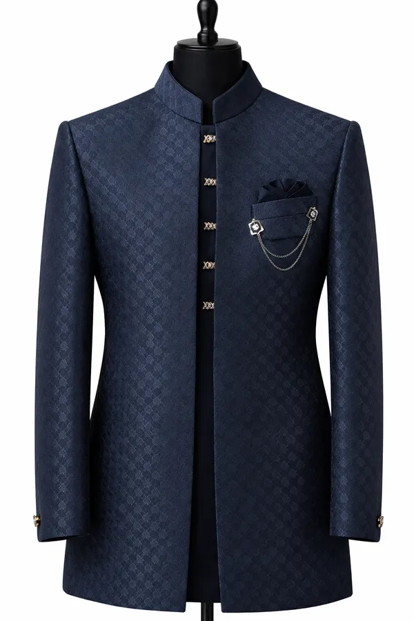 Men_S_Navy_Blue_Jacquard_Self_Patterned_Indo_Western_Sherwani