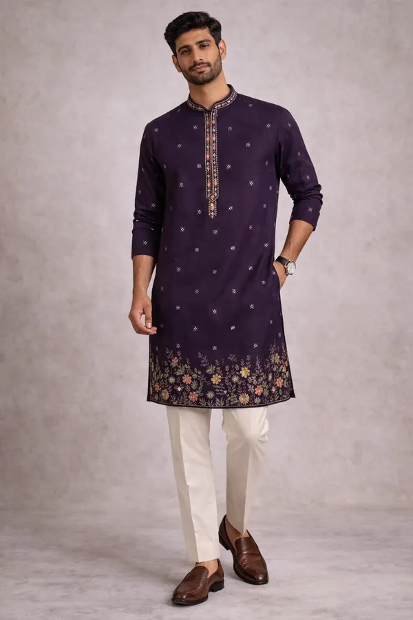 Royal_Wine_Floral_Embroidered_Straight_Kurta