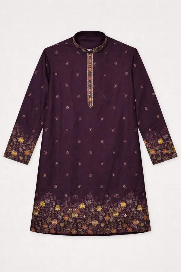 Royal_Wine_Floral_Embroidered_Straight_Kurta