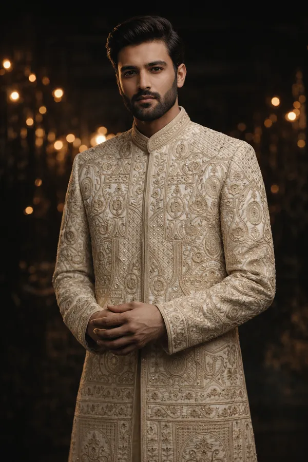 Men_S_Cream_Gold_Heavy_Embroidered_Sherwani_Royal_Wedding_Collection
