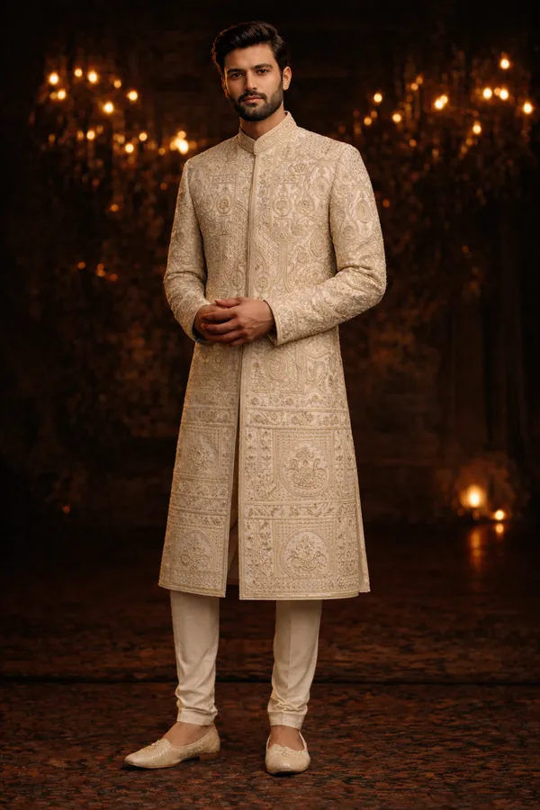 Men_S_Cream_Gold_Heavy_Embroidered_Sherwani_Royal_Wedding_Collection