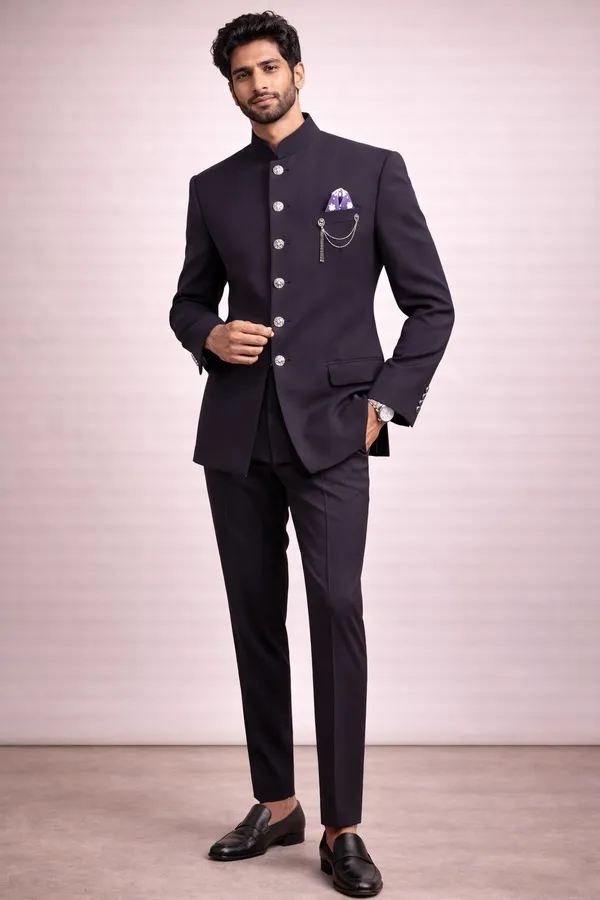 Men_S_Black_Solid_Designer_Bandhgala_Suit_Set