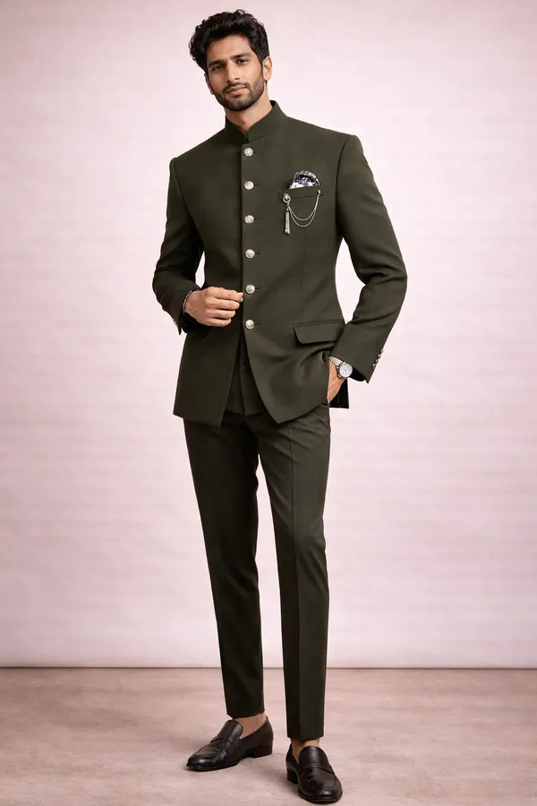 Men_S_Olive_Green_Solid_Designer_Bandhgala_Suit