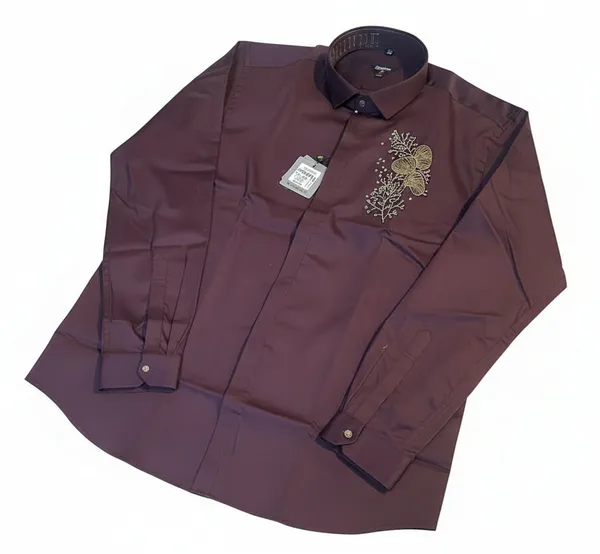 Men_S_Premium_Maroon_Satin_Party_Wear_Shirt_With_Gold_Embroidered_Floral