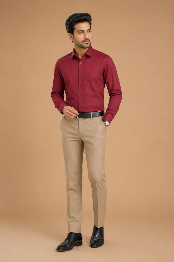 Men_Orange_Formal_Textured_Shirt_Maroon
