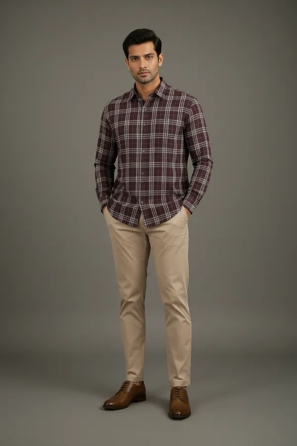 Men_S_Checked_Casual_Shirt_Maroon