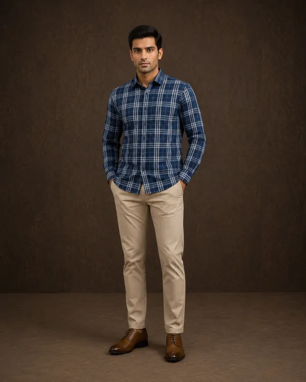 Men_S_Checked_Casual_Shirt_Blue