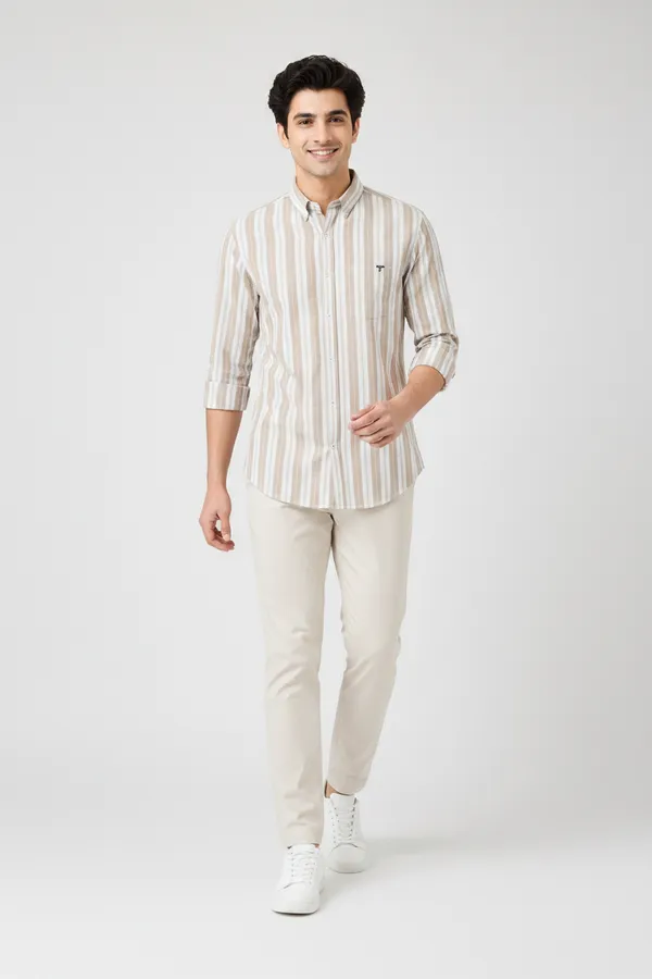 Striped_Premium_Casual_Shirt_For_Men_Begie