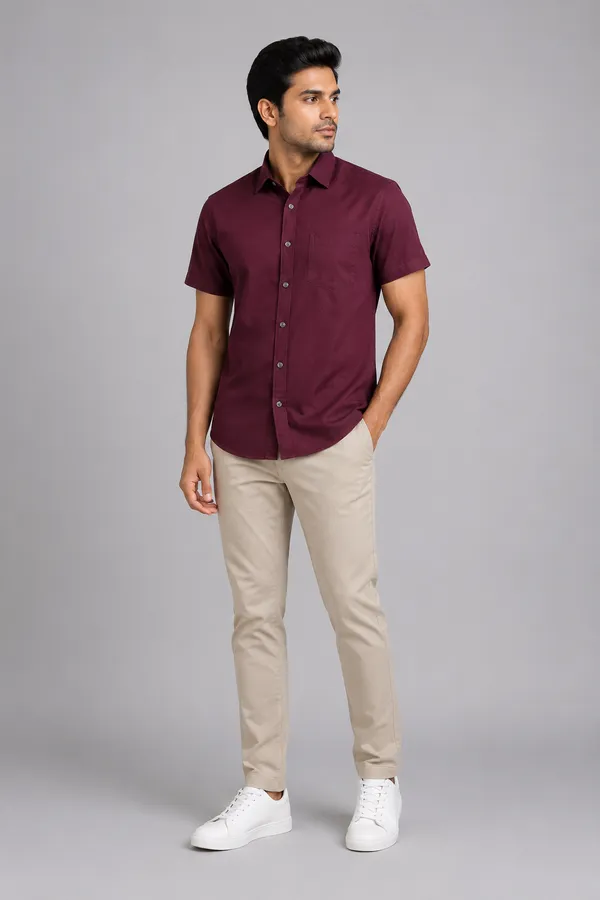 Men_S_Casual_Half_Sleeve_Shirt_Maroon