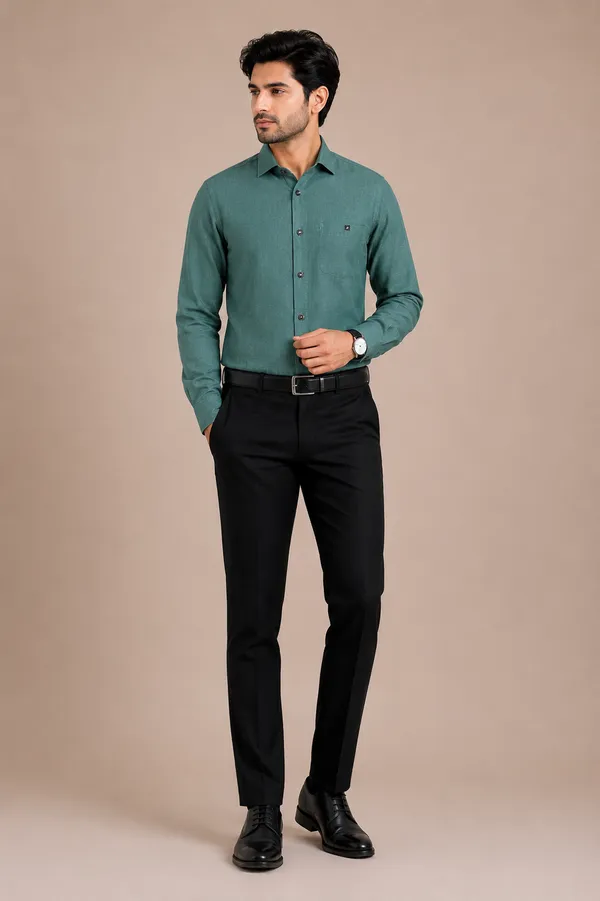Men_S_Linen_Blend_Formal_Shirt_Green