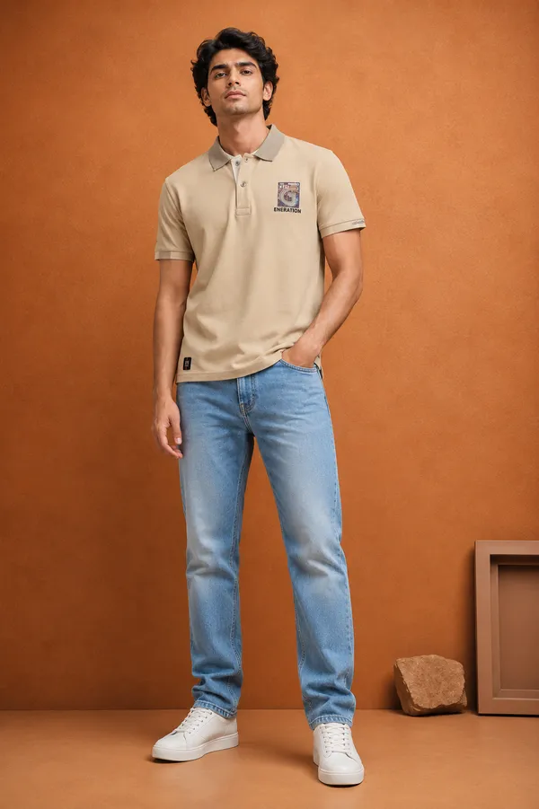 Pure_Street_Zip_Polo_T_Shirt_For_Men_Begie