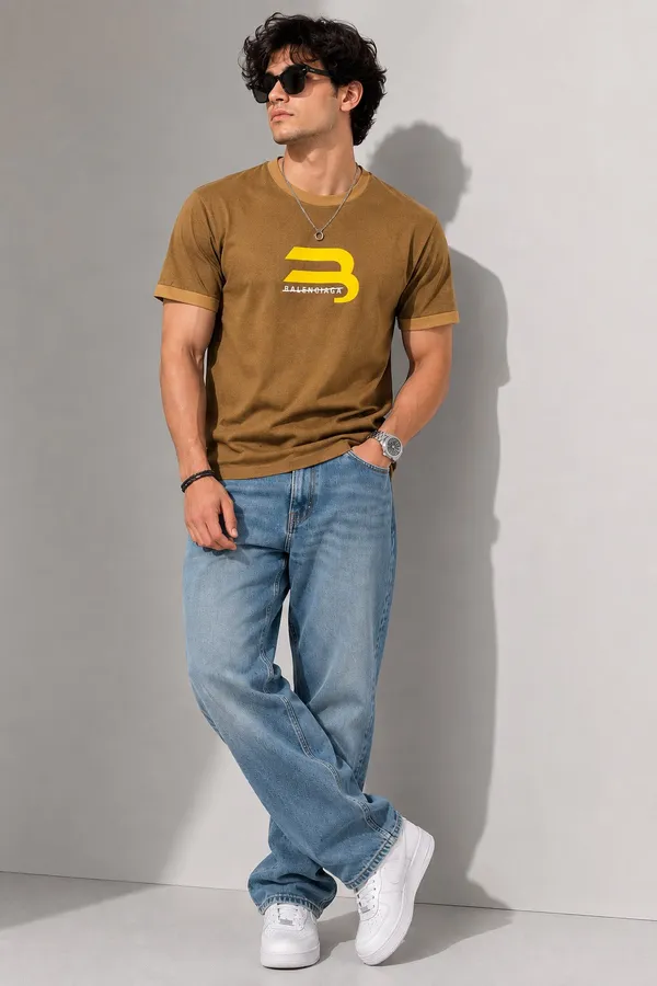 Men_S_Coffee_Brown_Graphic_Print_Round_Neck_T_Shirt_Gold