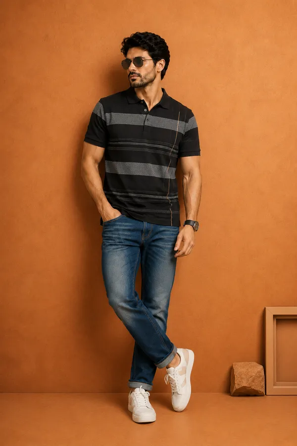 Men_S_Mustard_Gold_Striped_Polo_T_Shirt_Black