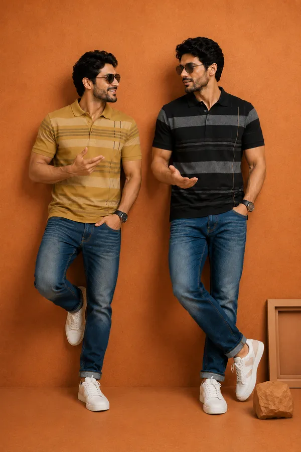 Men_S_Mustard_Gold_Striped_Polo_T_Shirt_Black