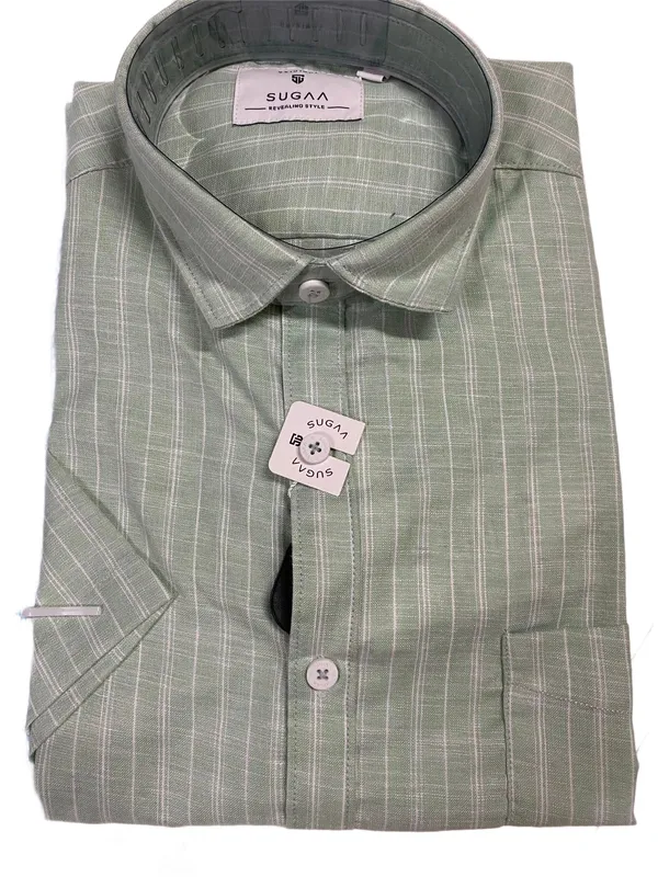 Men_S_Striped_Half_Sleeve_Casual_Shirt_Dusty_Sky_Blue