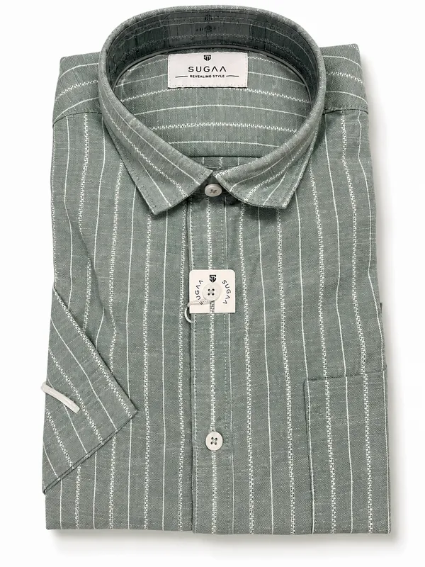 Men_S_Striped_Half_Sleeve_Casual_Shirt_Dusty_Sky_Blue