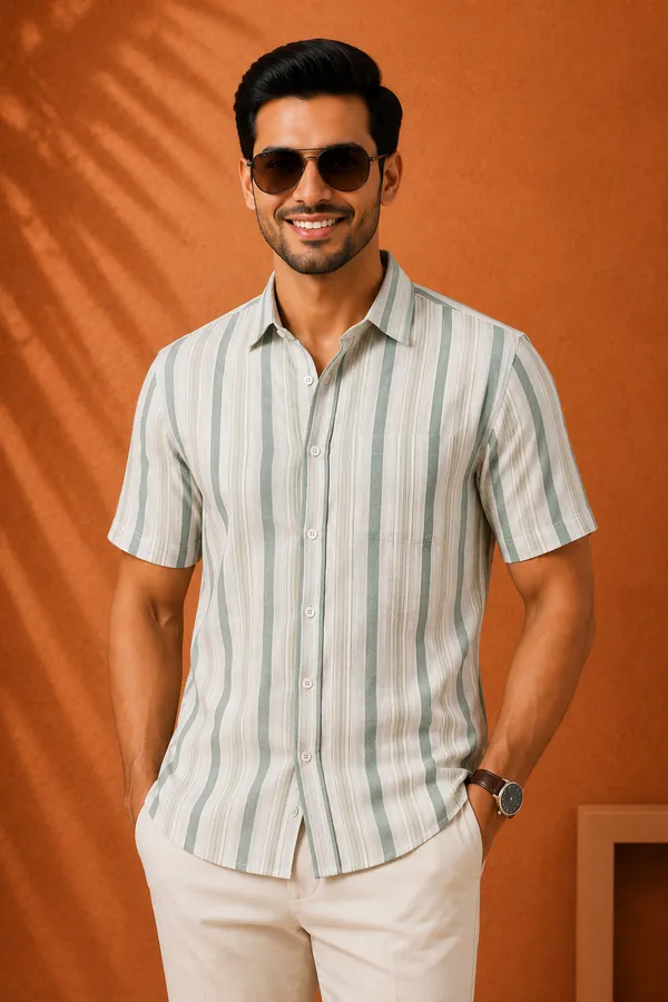 Sugaa_Men_S_Beige_Olive_Green_Striped_Half_Sleeve_Casual_Shirt_Ice_Grey
