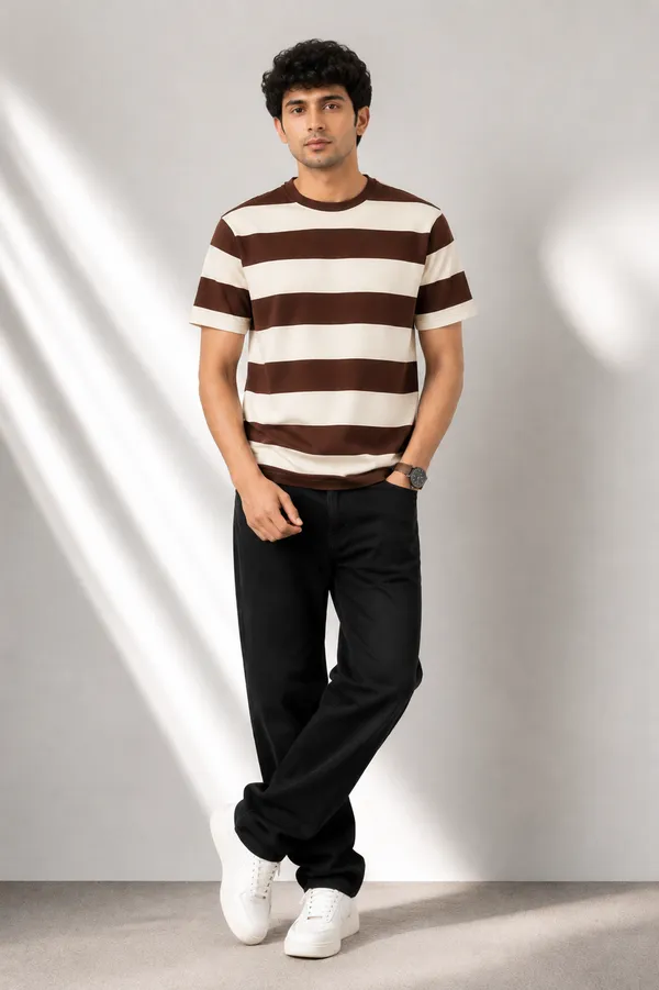 Men_S_Brown_Off_White_Striped_Casual_T_Shirt_Brown