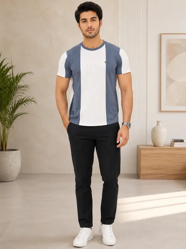Men_S_Blue_White_Color_Block_Crew_Neck_T_Shirt_Steal_Blue