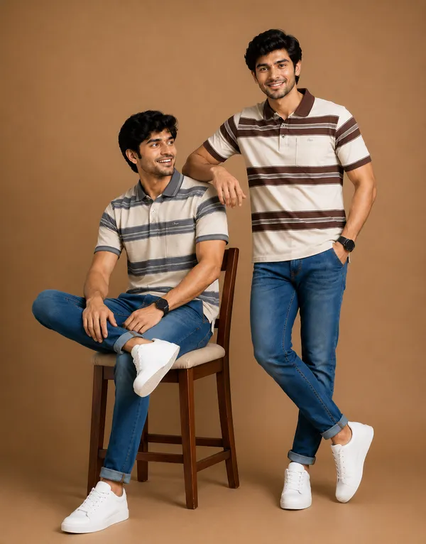 Men_S_Premium_Brown_Striped_Polo_T_Shirt_Grey