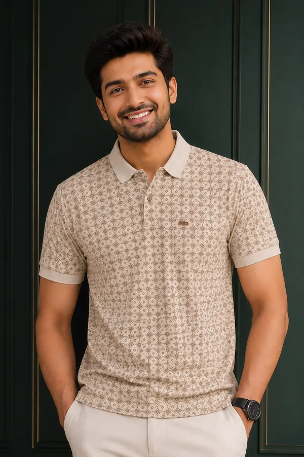 Men_S_Beige_Geometric_Print_Polo_T_Shirt_Premium_Cotton_Casual_Wear_Peach_Blossom