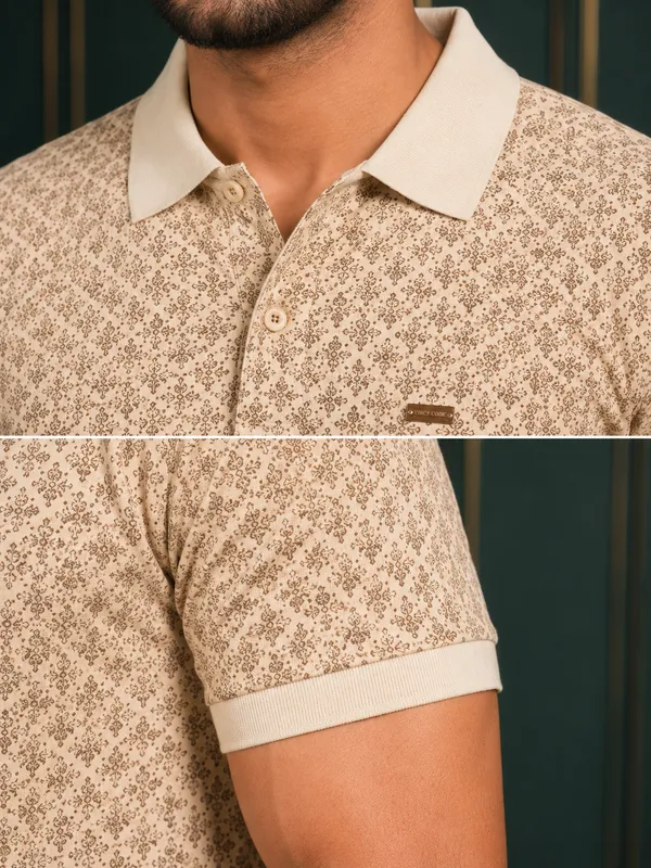 Men_S_Beige_Geometric_Print_Polo_T_Shirt_Premium_Cotton_Casual_Wear_Peach_Blossom