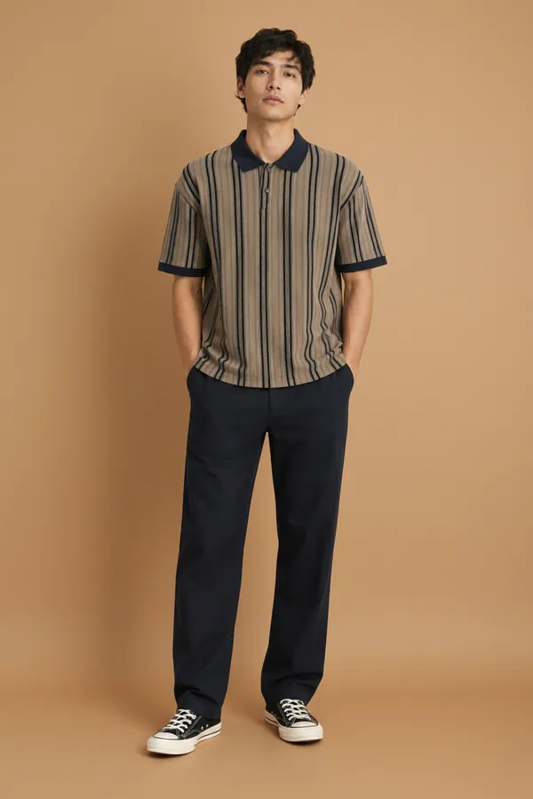 Men_S_Vertical_Striped_Polo_T_Shirt_Olive_Green