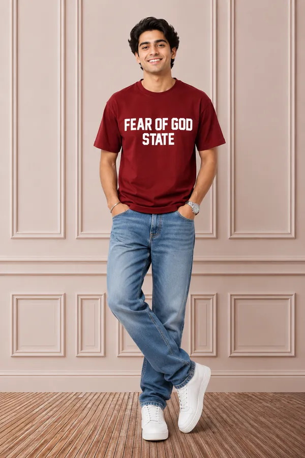 Fear_Of_God_State_Oversized_Printed_T_Shirt_Maroon_Premium_Cotton_Casual_Tee_Maroon