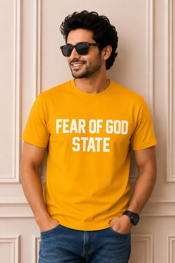 Fear_Of_God_State_Graphic_T_Shirt_Mustard_Yellow_Premium_Cotton_Casual_Wear_Yellow