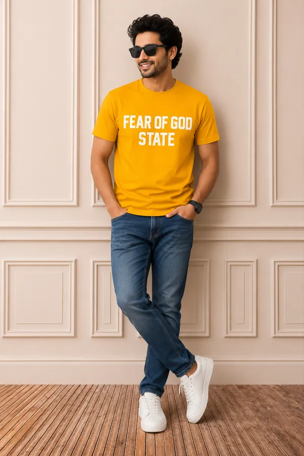 Fear_Of_God_State_Graphic_T_Shirt_Mustard_Yellow_Premium_Cotton_Casual_Wear_Yellow
