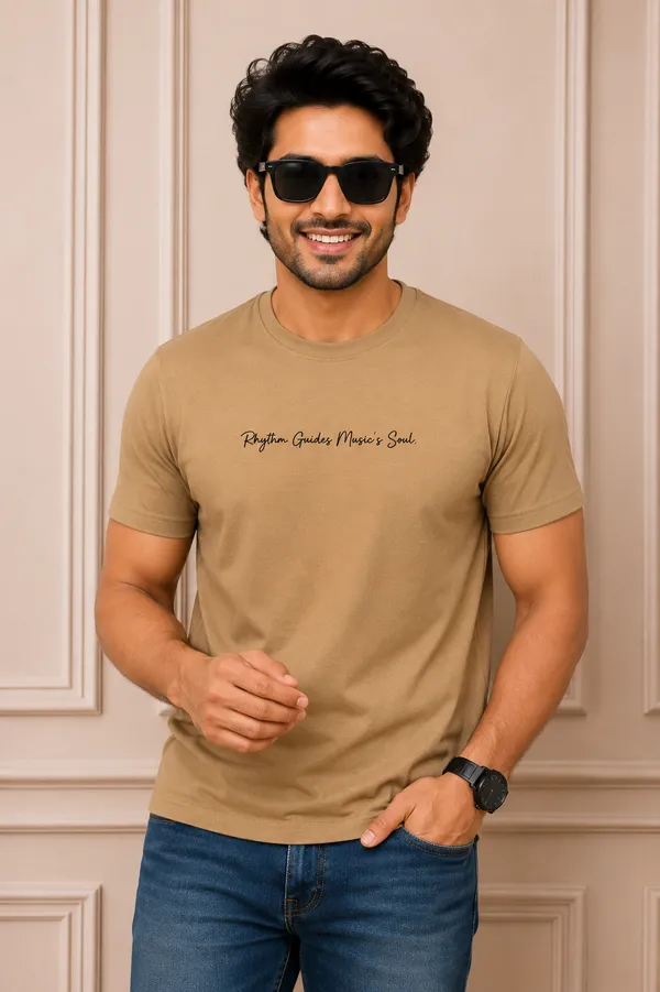 Rhythm_Guides_Music_S_Soul_Graphic_T_Shirt_Camel_Brown_Premium_Cotton_Casual_Wear_Cocoa_Brown