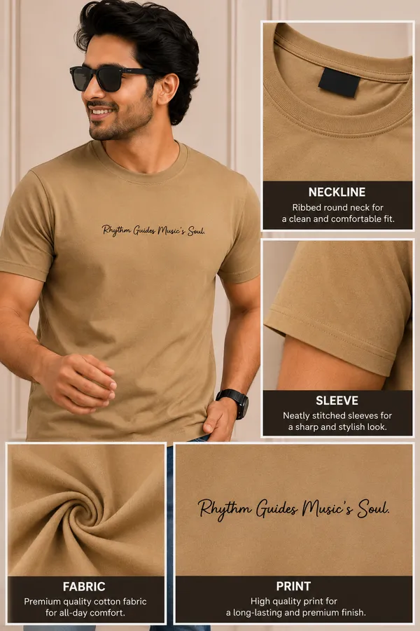 Rhythm_Guides_Music_S_Soul_Graphic_T_Shirt_Camel_Brown_Premium_Cotton_Casual_Wear_Cocoa_Brown