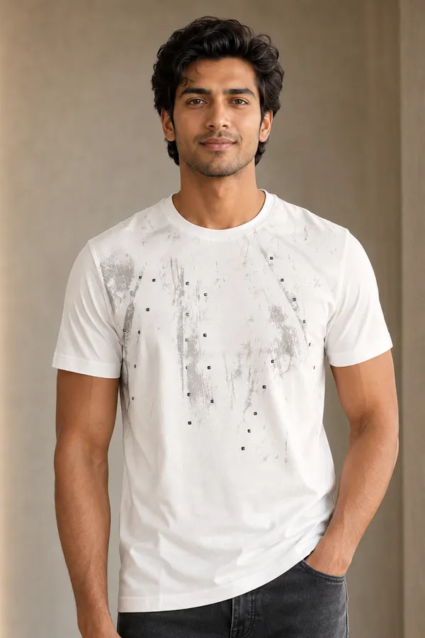 Title_Men_S_White_Abstract_Printed_Round_Neck_T_Shirt_White