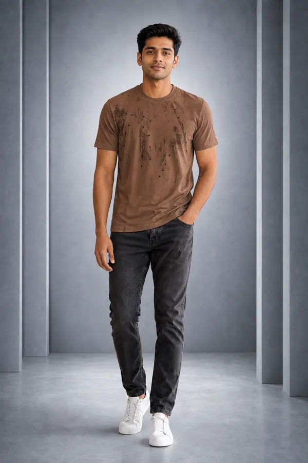 Men_S_Brown_Abstract_Printed_Round_Neck_T_Shirt_Brown