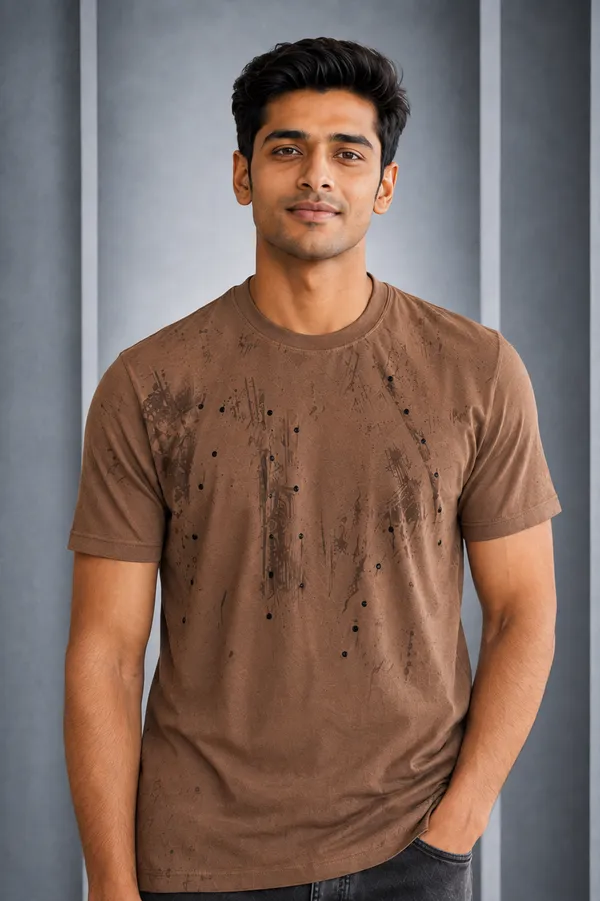 Men_S_Brown_Abstract_Printed_Round_Neck_T_Shirt_Brown