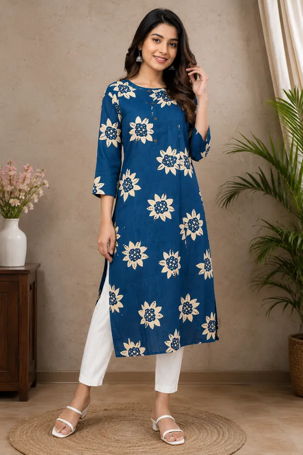 Indigo_Bloom_Floral_Kurti_Royal_Blue