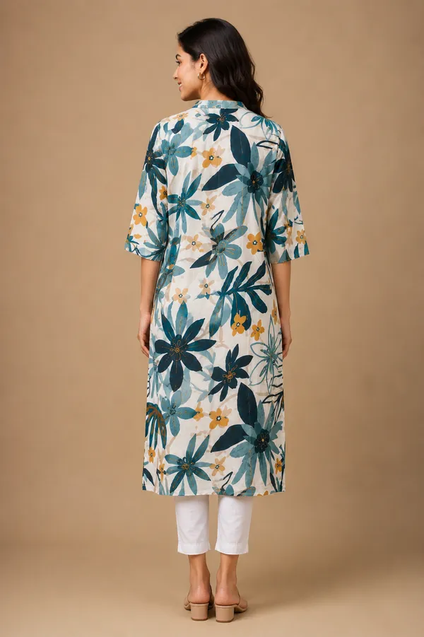 Teal_Bloom_Printed_Long_Kurti