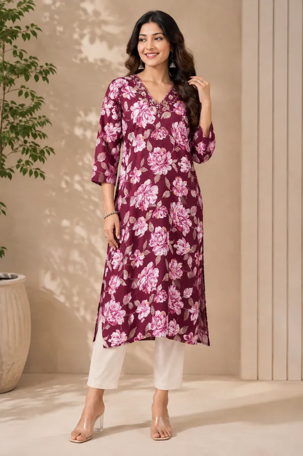 Wine_Bloom_Floral_Kurti_Wine_Pink
