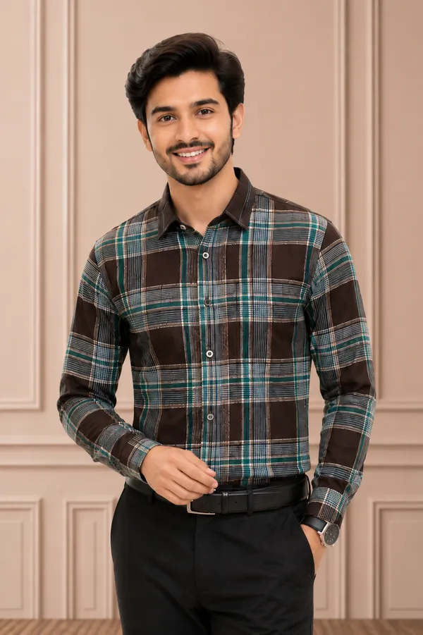 Premium_Teal_Check_Formal_Shirt_Plaid