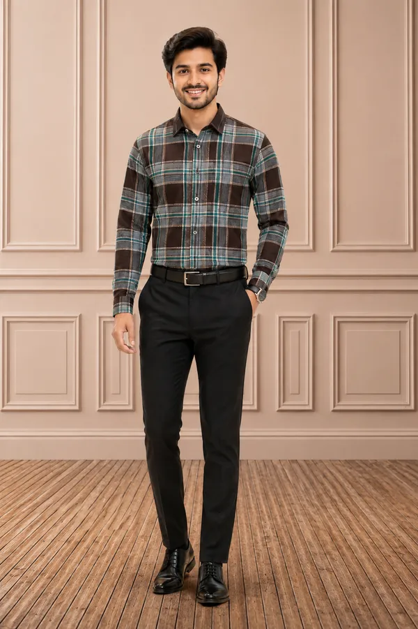 Premium_Teal_Check_Formal_Shirt_Plaid