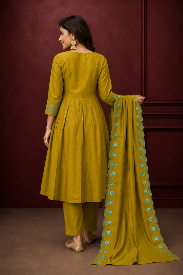 Mustard_Elegance_Embroidered_Kurta_Set_Olive_Green